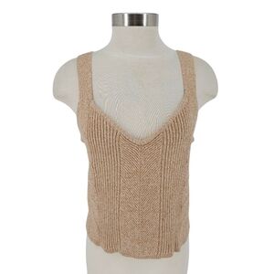 Express Sweater Cami Tank Top Tan Sleeveless V Neck Knit Shirt XL